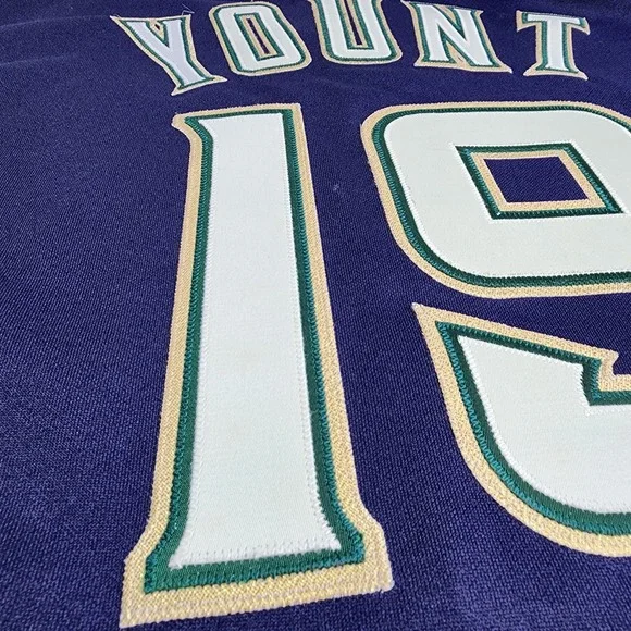 Vintage Majestic Milwaukee Brewers Robin Yount Blue GreenJersey USA Size Large